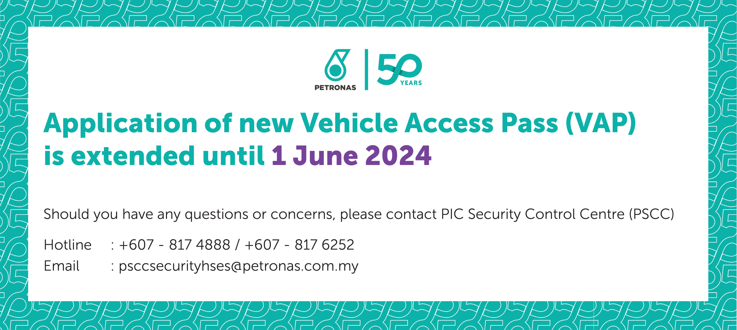 Extension of New Vehicle Access Pass (VAP) Application
