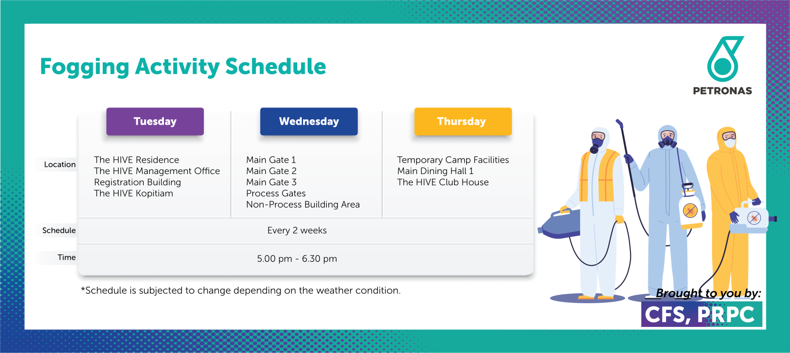 Fogging Activity Schedule